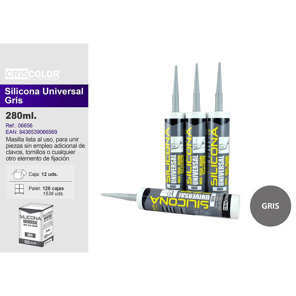 SILICONA UNIVERSAL GRIS 280ML (Caja de 12Und).
