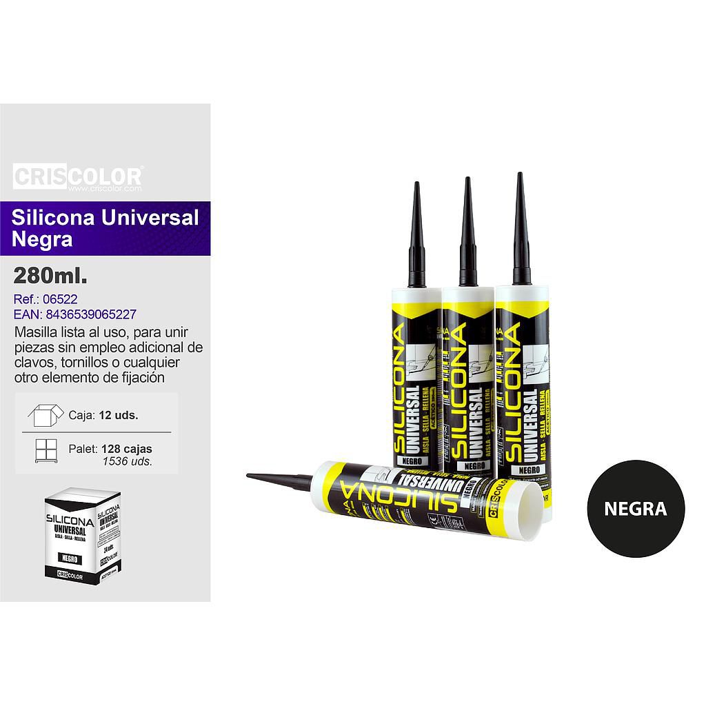 SILICONA UNIVERSAL NEGRO 280ML (Caja de 12Und).