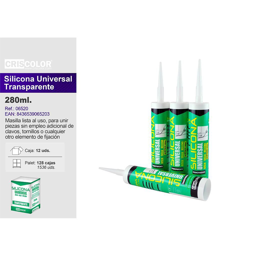 SILICONA UNIVERSAL TRANSPARENTE 280ML (Caja de 12Und).