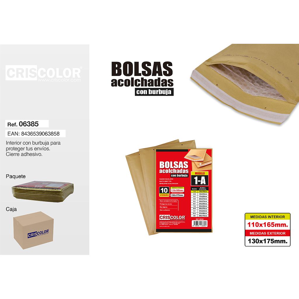 SOBRE ACOLCHADO Nº1 100X165MM (Paquete 10Und.)