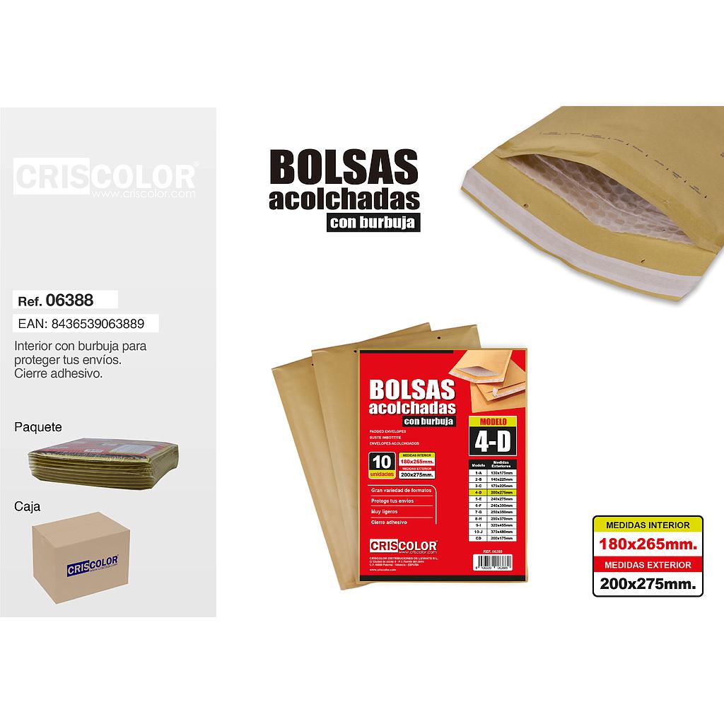 SOBRE ACOLCHADO Nº4 180X265MM (Paquete 10Und.)