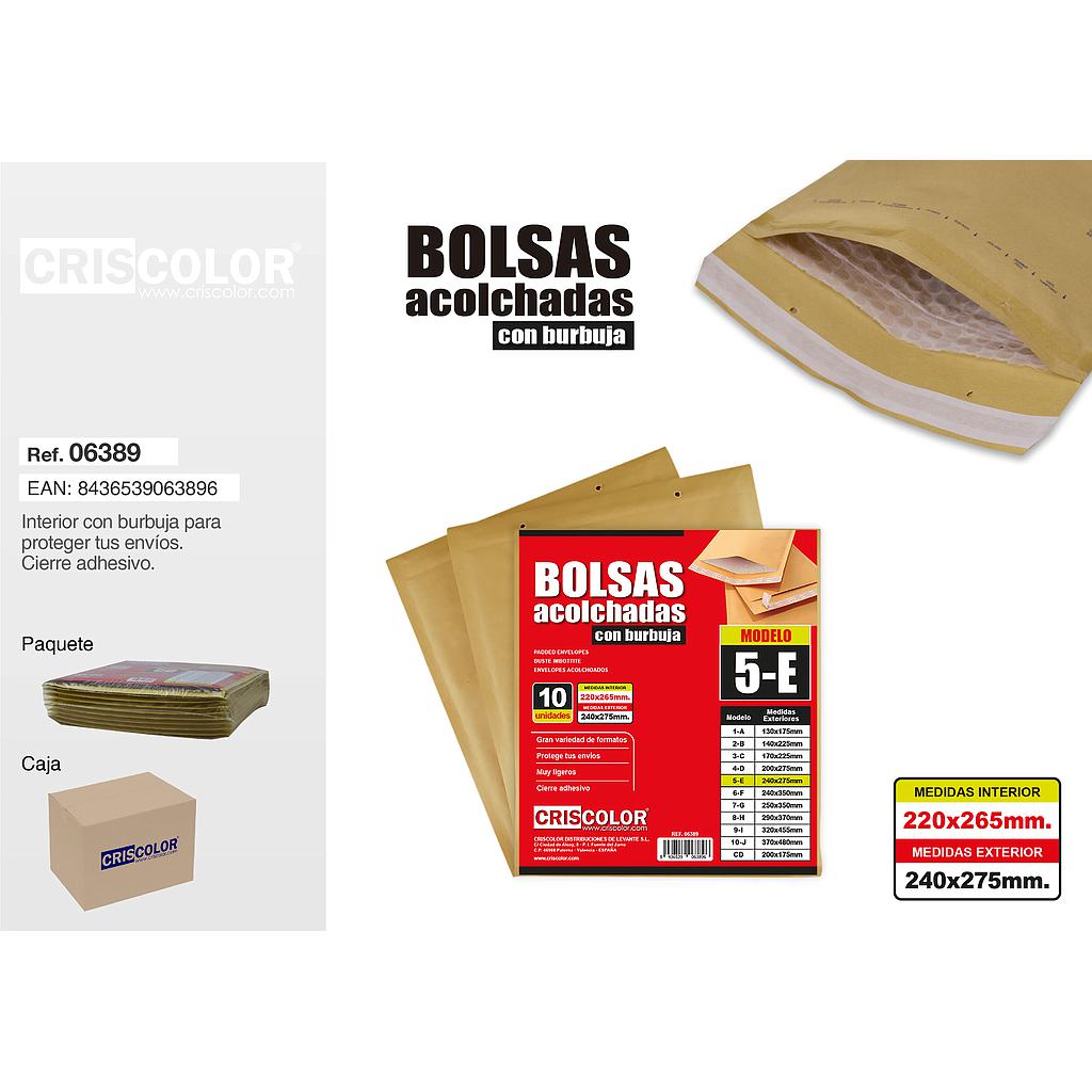 SOBRE ACOLCHADO Nº5 220X265MM (Paquete 10Und.)