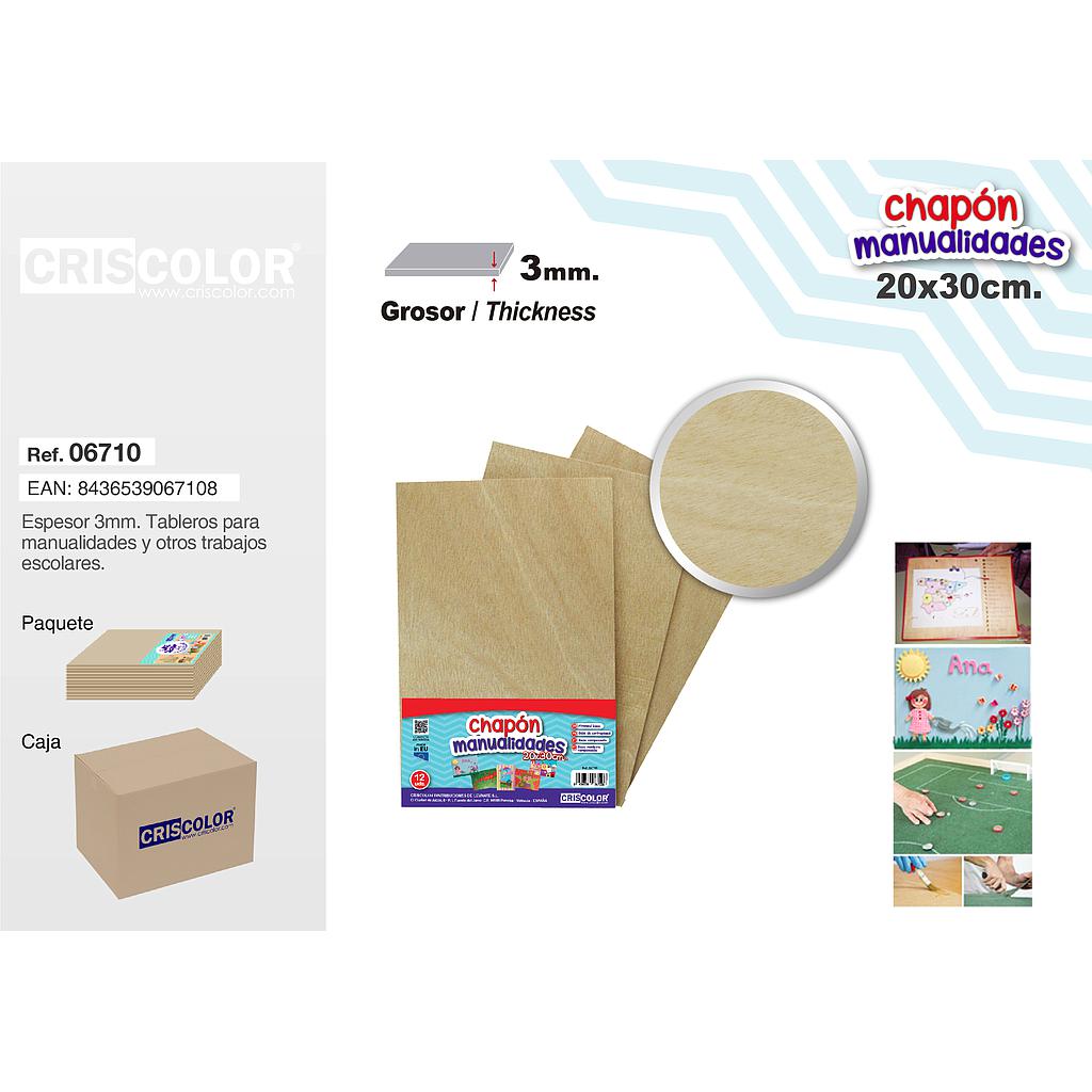 TABLERO CHAPON 20X30CM (Paquete de 12Und.)