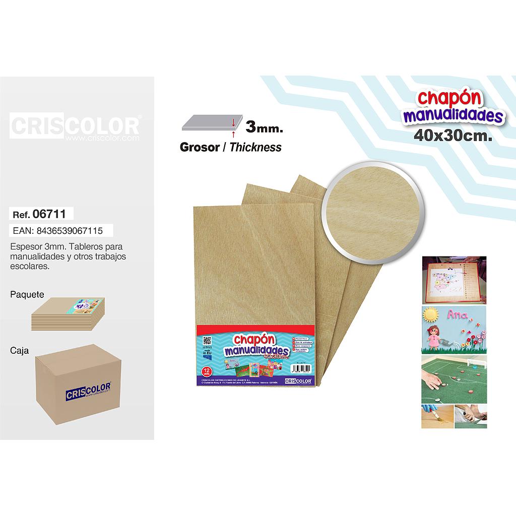 TABLERO CHAPON 40X30CM (Paquete de 12Und.)