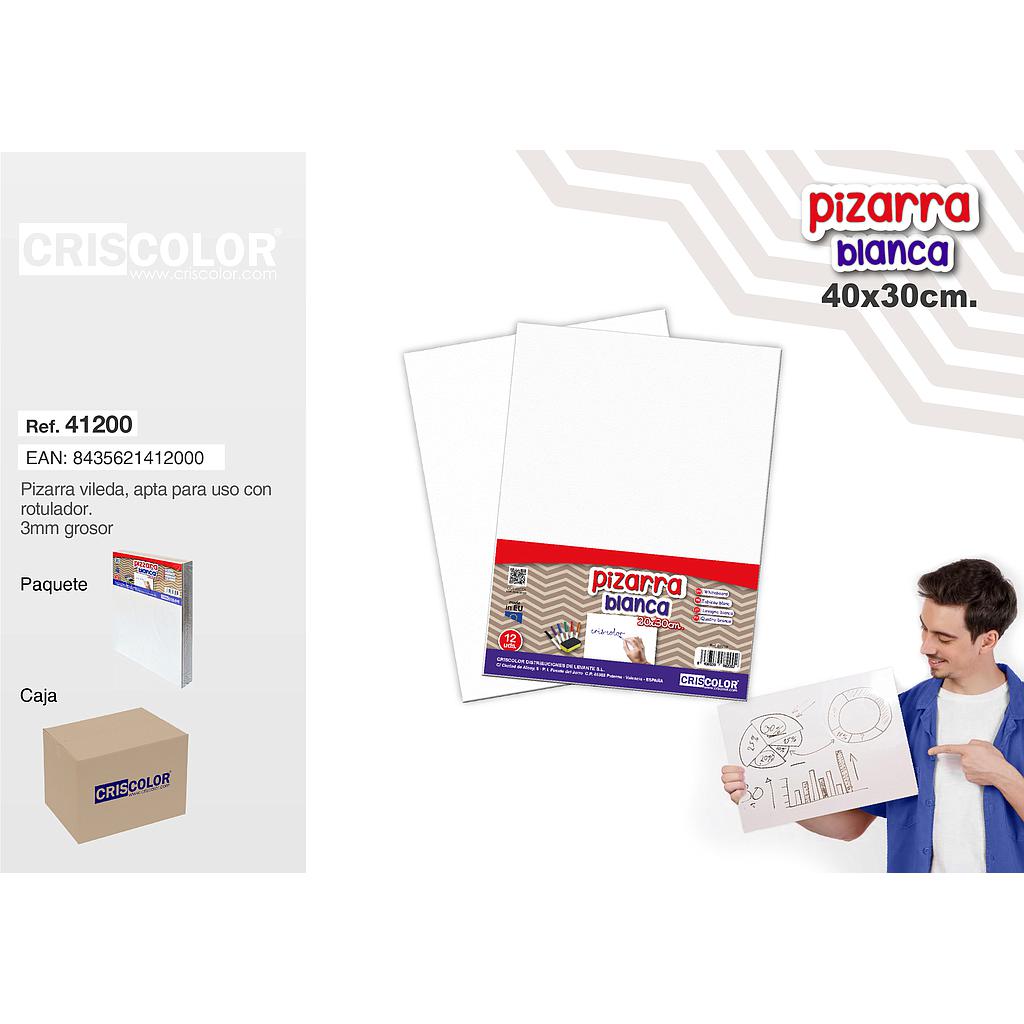 TABLERO PIZARRA BLANCA 40X30CM (Precio Unitario)