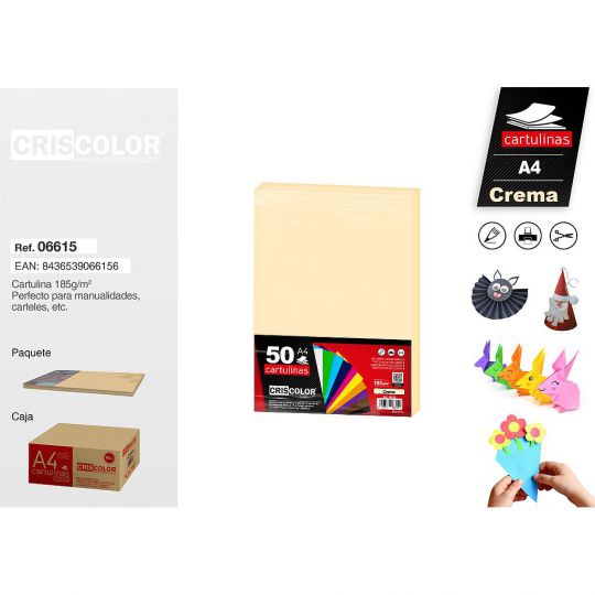 CARTULINA A4 CREMA (Paquete de 50 Und.)