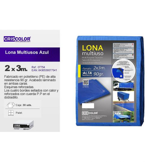 LONA MULTIUSO 2X3M AZUL