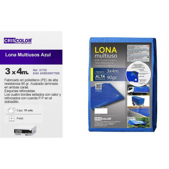 LONA MULTIUSO 3X4M AZUL