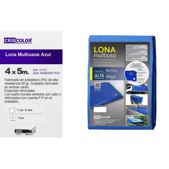 LONA MULTIUSO 4X5M AZUL