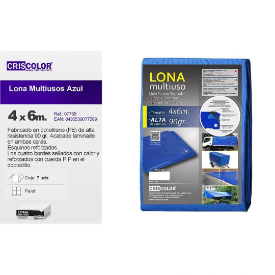 LONA MULTIUSO 4X6M AZUL