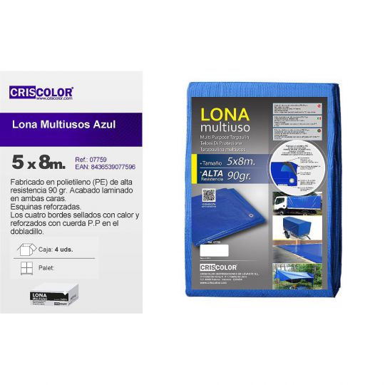 LONA MULTIUSO 5X8M AZUL