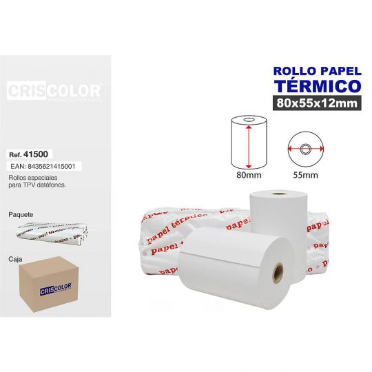 CRISCOLOR ROLLO TERMICO 80X55MM FSC® A000523 (Pack 8 Und.)