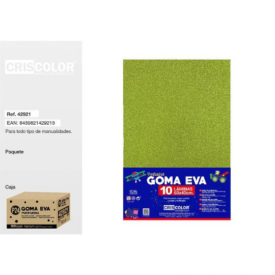 P24 GOMA EVA PURPURINA 40x60CM VERDE PISTACHO (Paquete de 10Und)