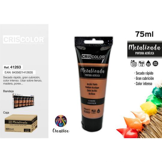 PINTURA ACRILICA TUBO 75ML METALIZADA COBRE (Precio Unitario)