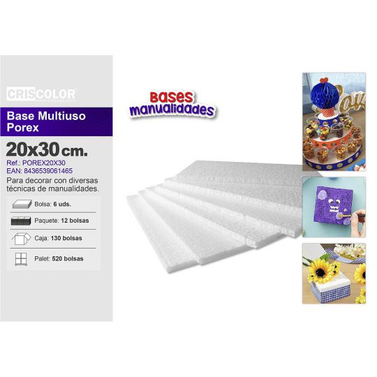 BASE MULTIUSO POREX 20X30CM  PACK 6UDS.