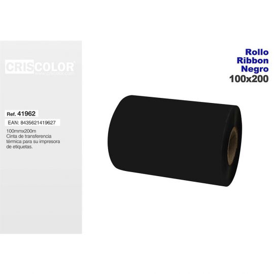 ROLLO RIBBON 100MMX200M NEGRO