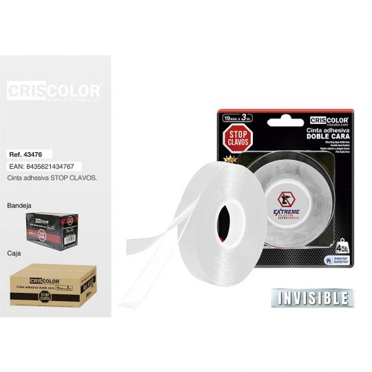 CINTA STOP CLAVOS 19MMX3M INVISIBLE (Precio Unitario)