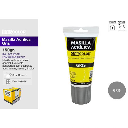 BRICO MASILLA ACRILICA GRIS 150G (Caja de 12Und).