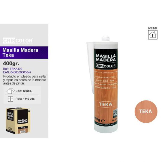 MASILLA MADERA TEKA 400G (Caja de 12Und).