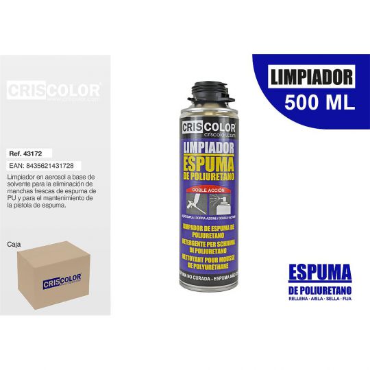 LIMPIADOR ESPUMA POLIURETANO 500ML (Caja de 12Und).
