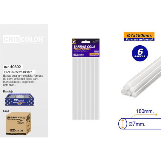BARRA SILICONA Ø7X180MM PACK 6UDS (Caja 24 Packs).