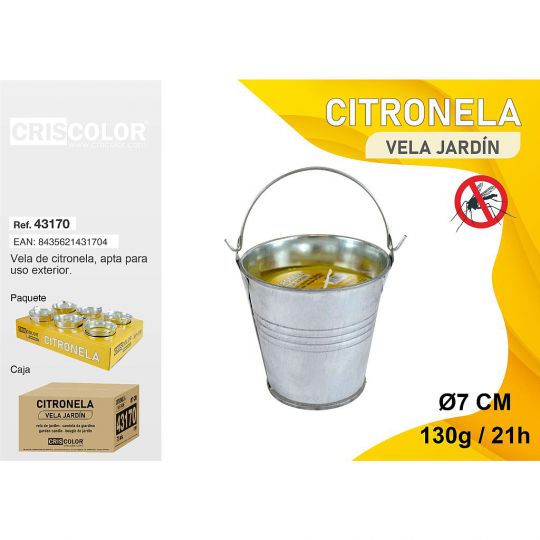 VELA CITRONELA CUBO METAL Ø7 CM (Precio Unitario)