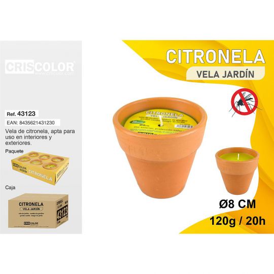 VELA CITRONELA TERRACOTA VASO Ø8 CM (Precio Unitario)