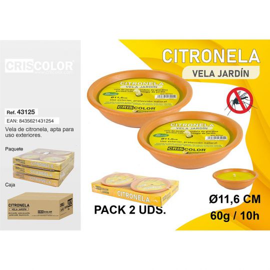 VELA CITRONELA TERRACOTA Ø11,6 CM Pack 2 UDS.