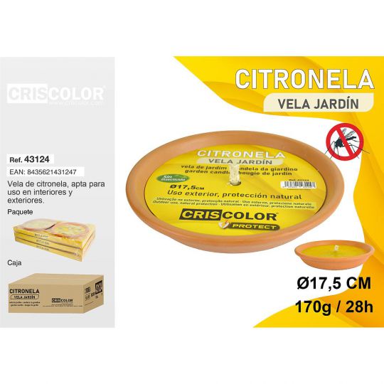 VELA CITRONELA TERRACOTA Ø17,5 CM (Precio Unitario)