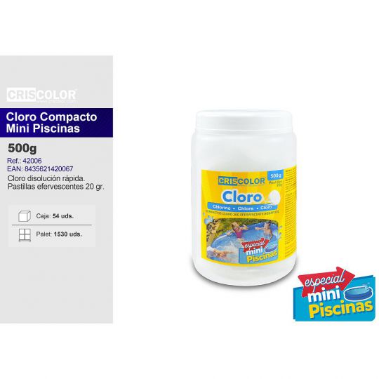 CLORO COMPACTO EFERVESCENTES 500G MINI PISCINAS