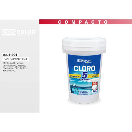 CLORO COMPACTO 5 ACCIONES 1KG