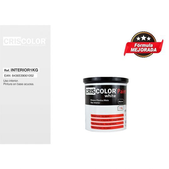 PINTURA PLASTICA CRISCOLOR WHITE PAINT INTERIOR 1KG