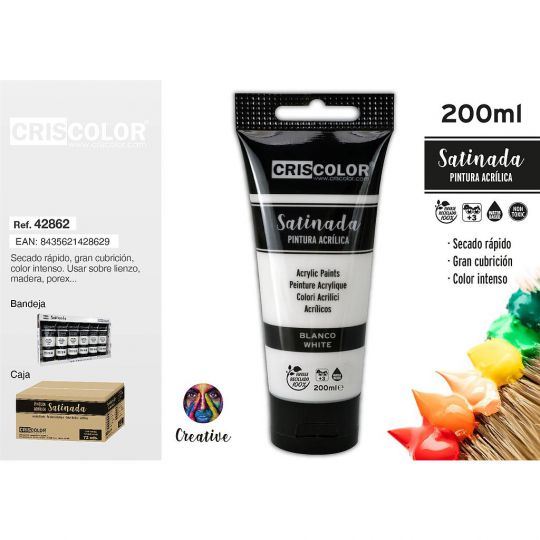 PINTURA ACRILICA TUBO 200ML BLANCO