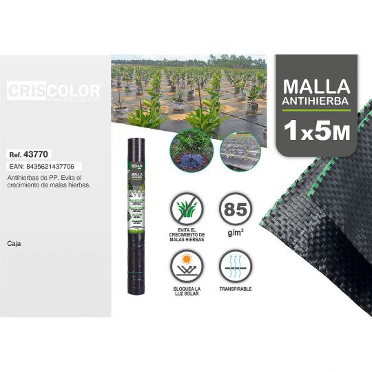 MALLA ANTI HIERBAS 1X5M NEGRA