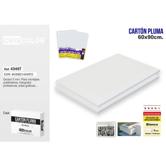 CARTON PLUMA 60X90 BLANCO (CAJA DE 25 UND.)