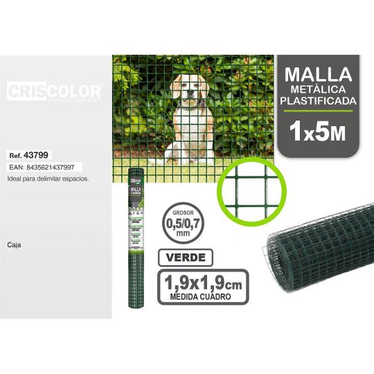 MALLA METALICA PLASTIFICADA 1X5M