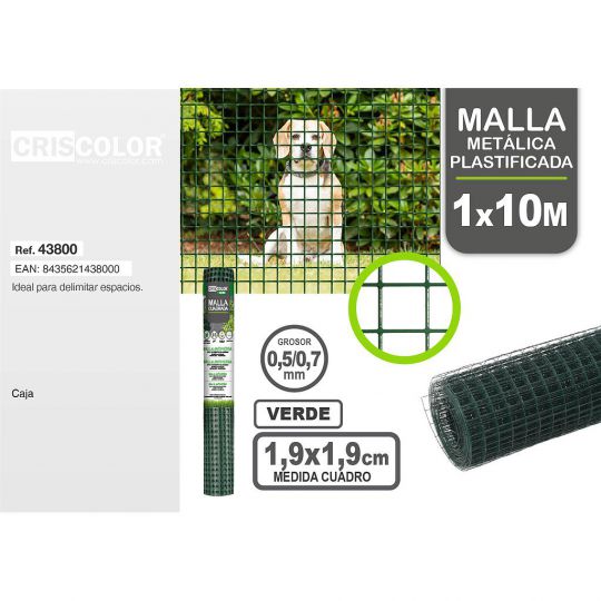 MALLA METALICA PLASTIFICADA 1X10M