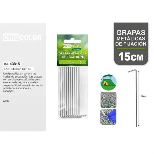 GRAPAS METALICAS FORMA L 15CM (Pack 10 Und.)