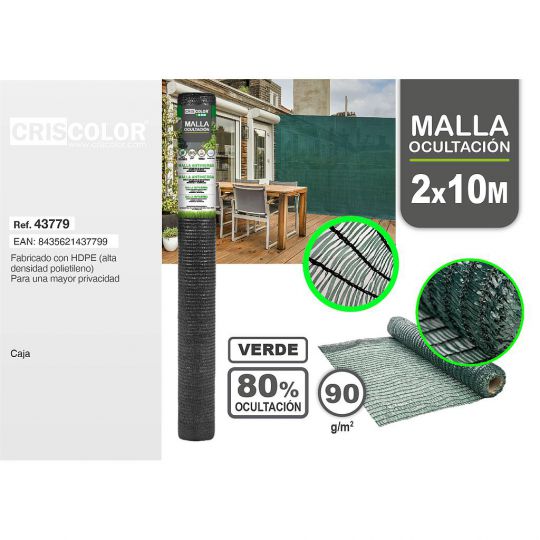 MALLA DE OCULTACION 2X10M VERDE
