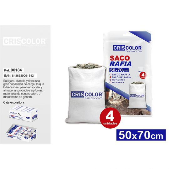 SACO RAFIA MULTIUSO 50X70CM  Bolsa 4UDS.