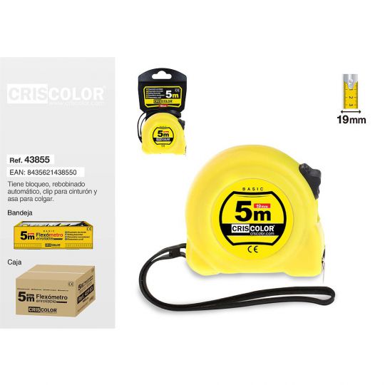 FLEXOMETRO ENROLLABLE 5MX19MM BASIC