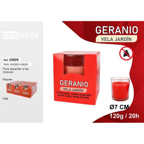 VELA GERANIO VIDRIO Ø7 CM (Precio Unitario)