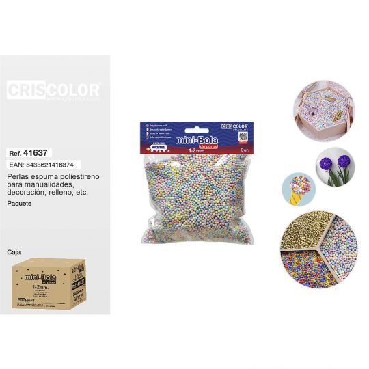 MINI-BOLA POREX 1-2MM 9GR. SURTIDO PASTEL (Bolsa)