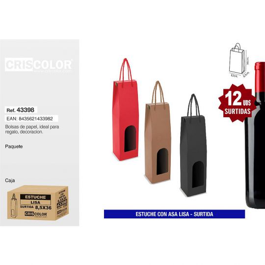 ESTUCHE 8,5+8,5x36 1 BOTELLA LISA SURTIDA (PACK 12 UND)