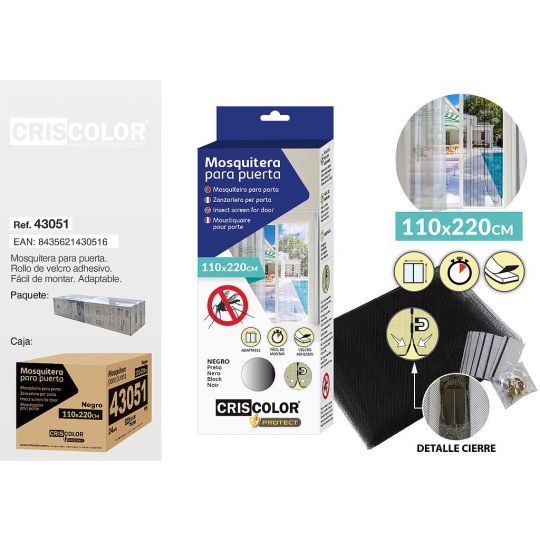 MOSQUITERA PUERTA 110X220CM NEGRA