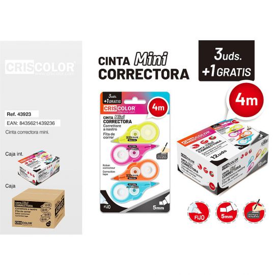 CINTA CORRECTORA MINIS 4UDS