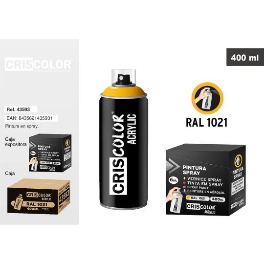 PINTURA SPRAY ACRYLIC AMARILLO RAL 1021 400ML