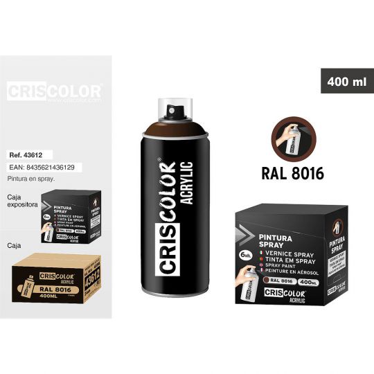 PINTURA SPRAY ACRYLIC CAOBA RAL 8016 400ML