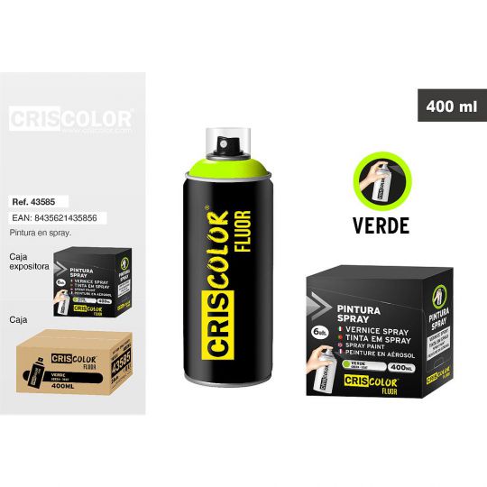 PINTURA SPRAY FLUOR VERDE 400ML