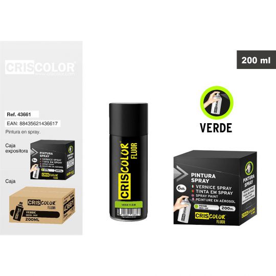 PINTURA SPRAY FLUOR VERDE 200ML
